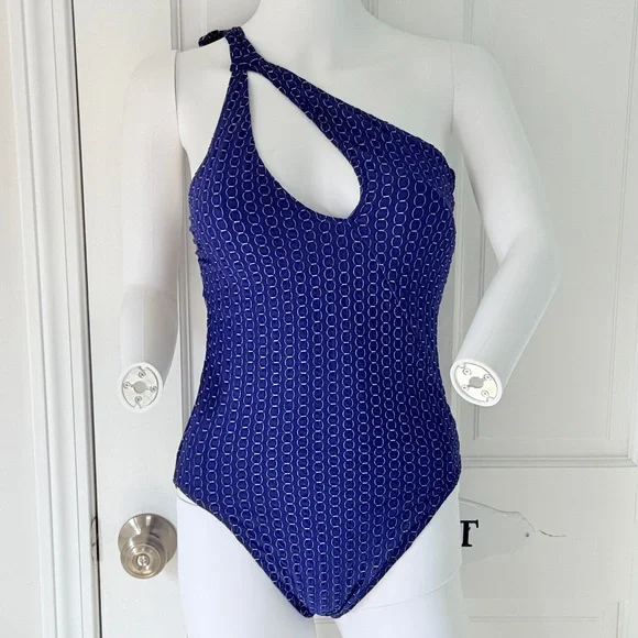 NEW w TAGS Trina Turk Adeline Asymmetrical Maillot One Piece Swimsuit (size 10)